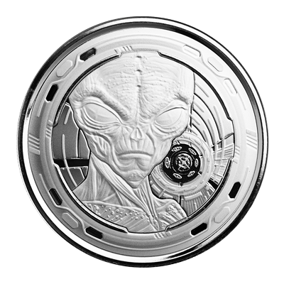 A picture of a 1 oz The Ghana Alien Silver Coin (2022)